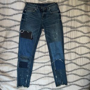 Scotch and Soda Patchwork Distressed skinny jeans